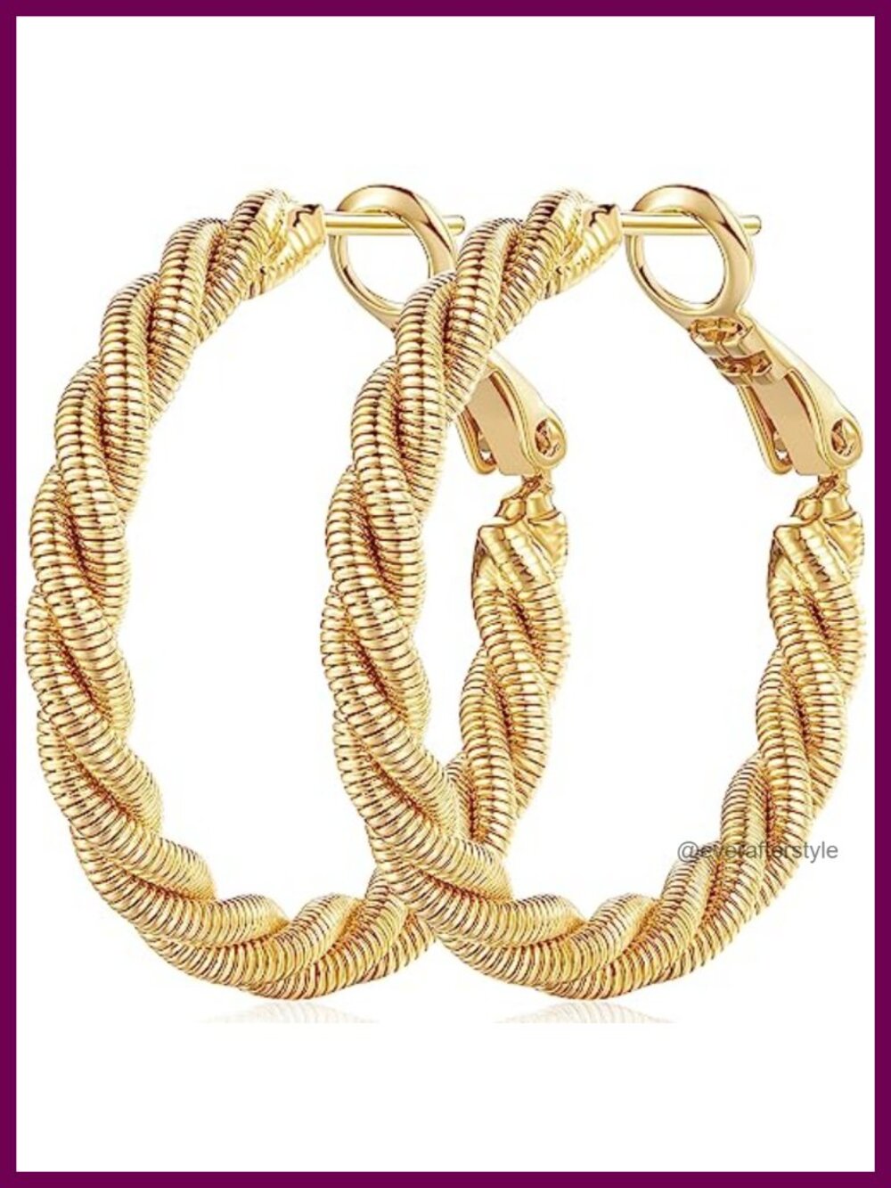 14K Gold Plated Twisted Hoop Earrings for Women Hypoallergenic